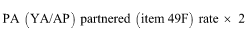 Start formula PA (YA/AP) partnered (item 49F) rate times 2 end formula